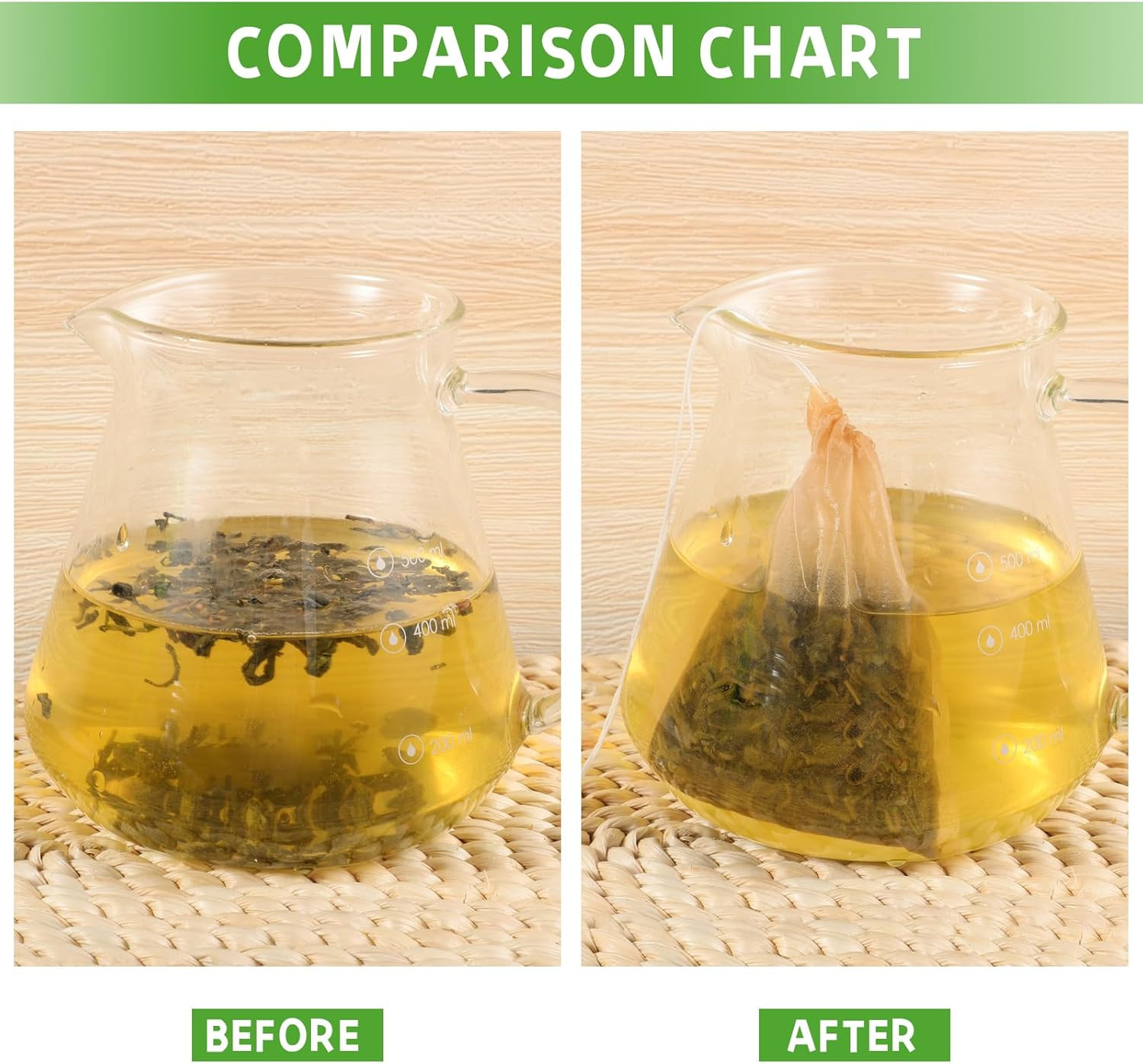 Empty Tea Bags – 300 Pcs Disposable Drawstring Unbleached Filter Bags for Loose